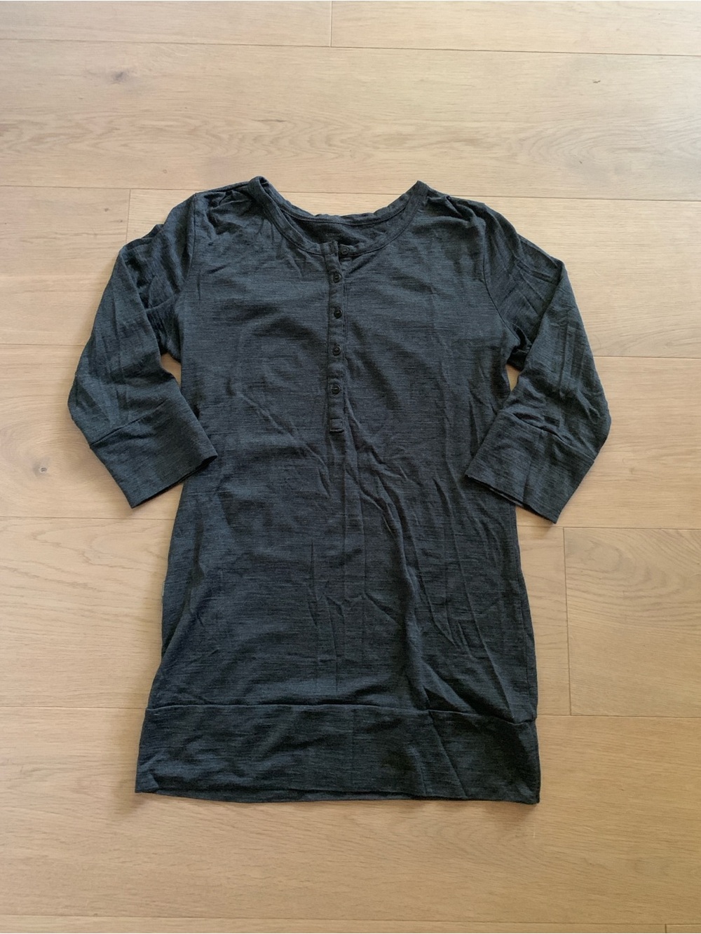 Icebreaker Harmony Merino Wool Tunic S 3/4 Sleeve Henley Travel Gray Outdoor